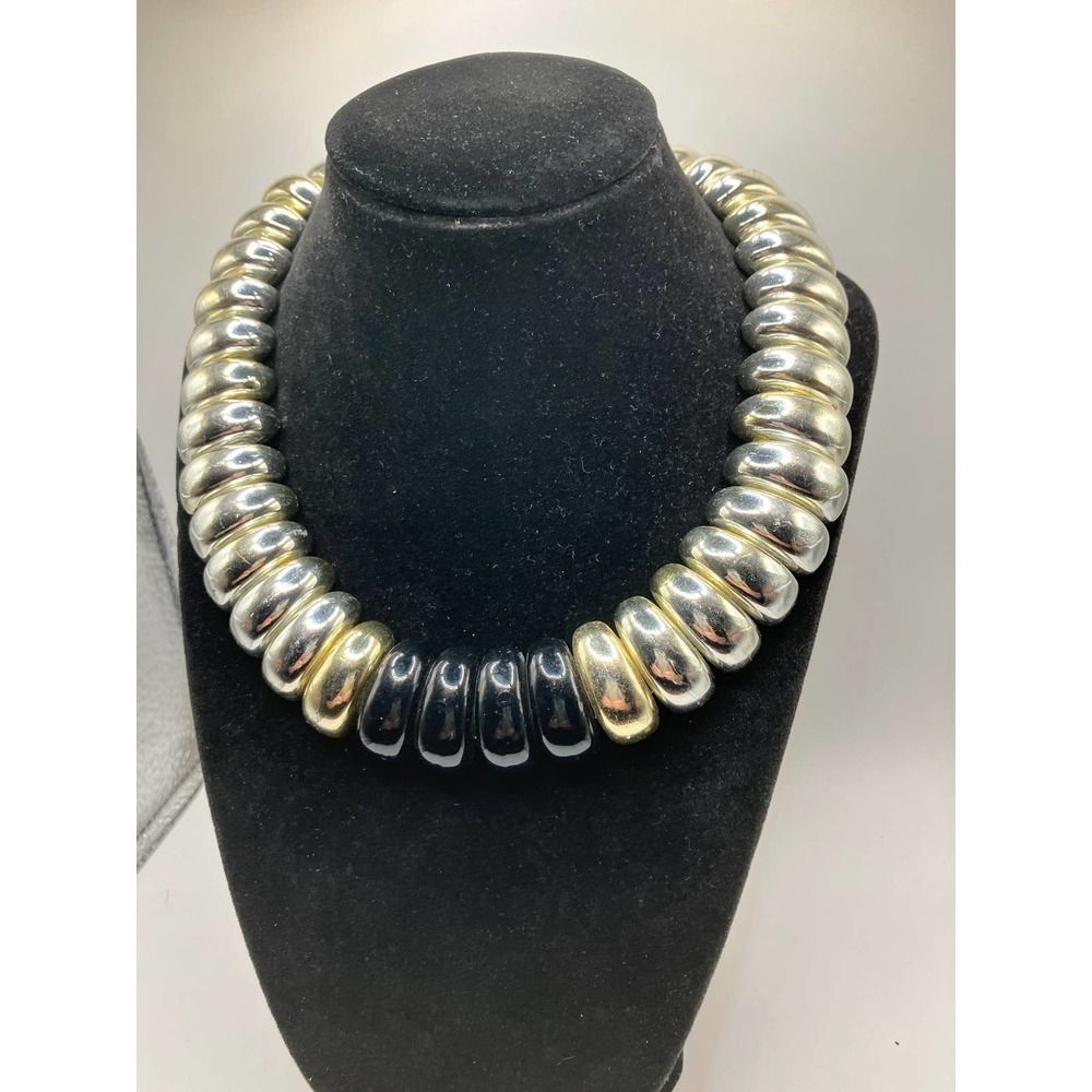 Multi-Tone Sculptural Effect Statement Necklace - image 3